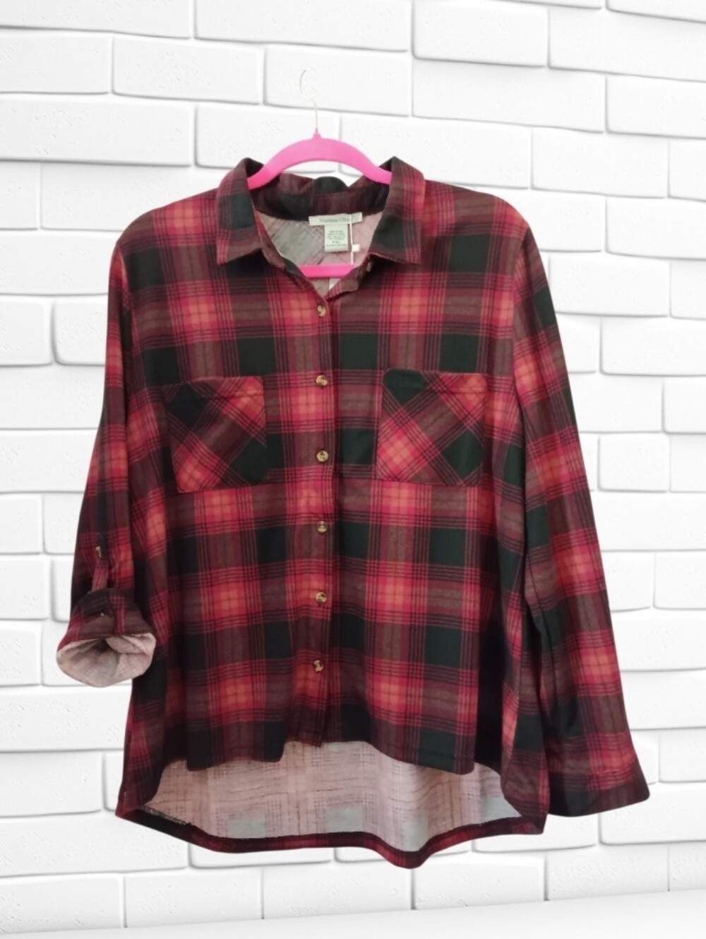 Red Plaid Button Down Shirt